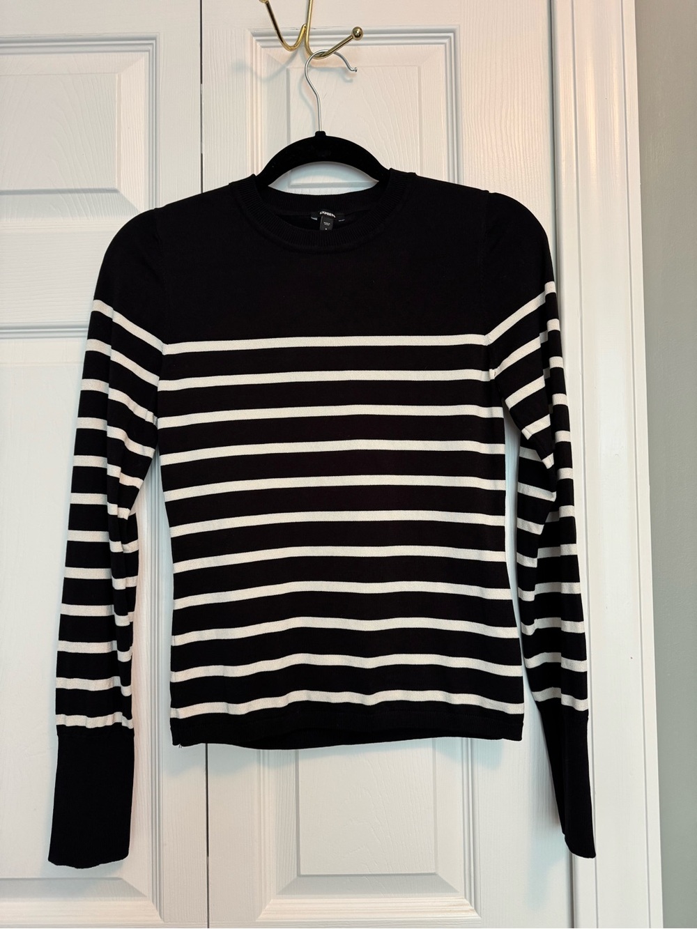 Black & White Striped Crewneck Sweater